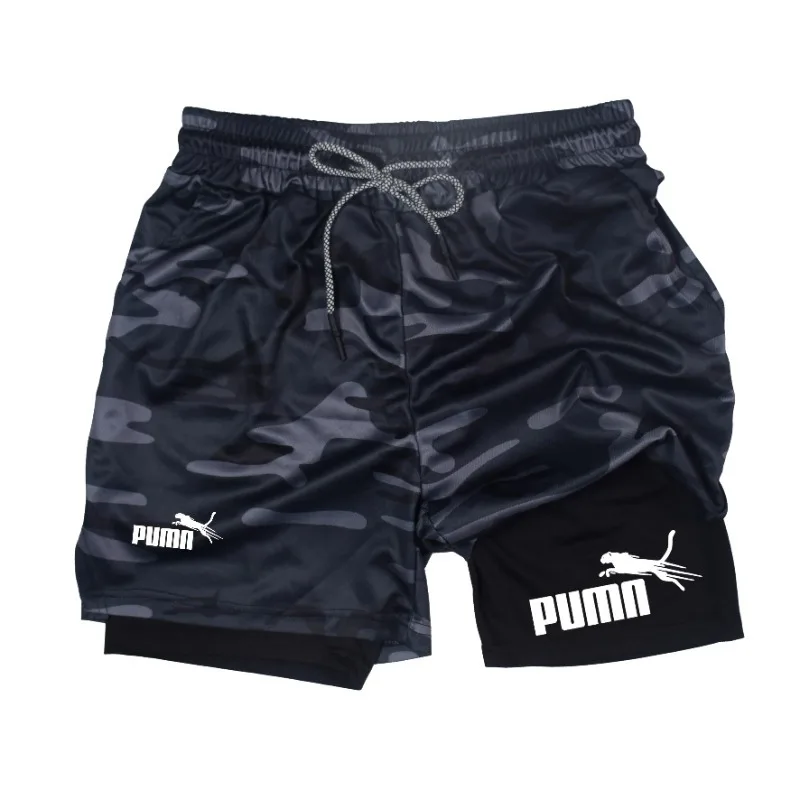Compression Shorts Athletes - 夏通気性ツーインワン二層ショーツメンズ弾性圧縮ショーツ速乾性多機能ショーツ M-3XL