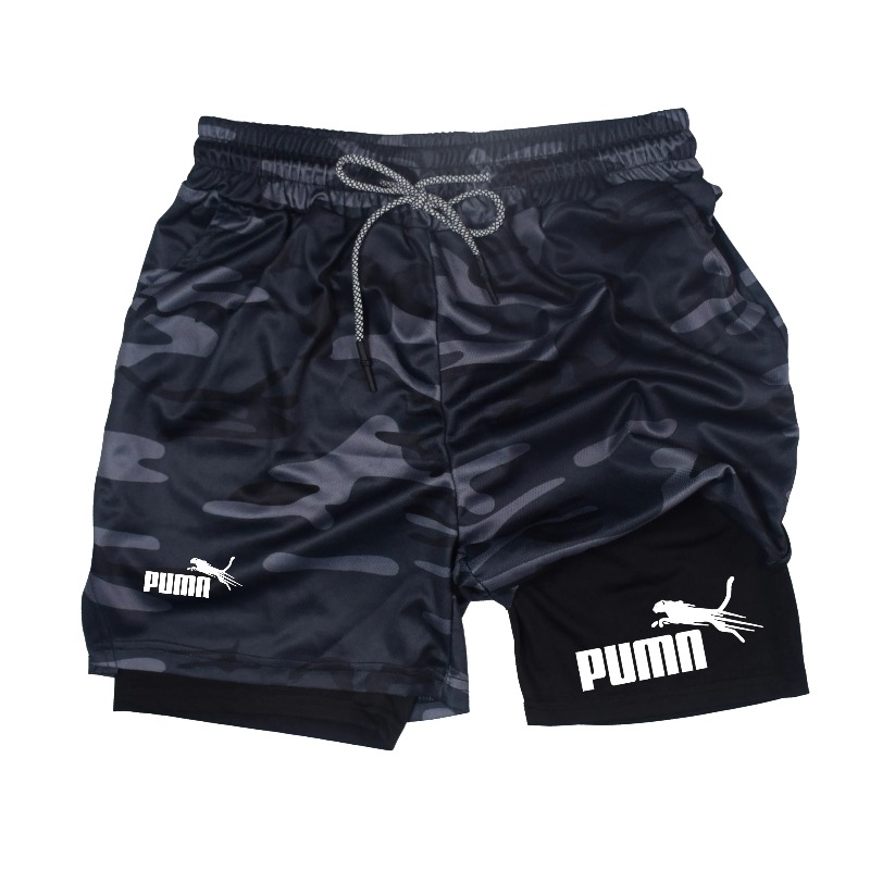 Compression Shorts Athletes - メンズサマー通気性ダブルレイヤー弾性圧縮ショーツ速乾性アスレチックツーインワン多機能ショーツ