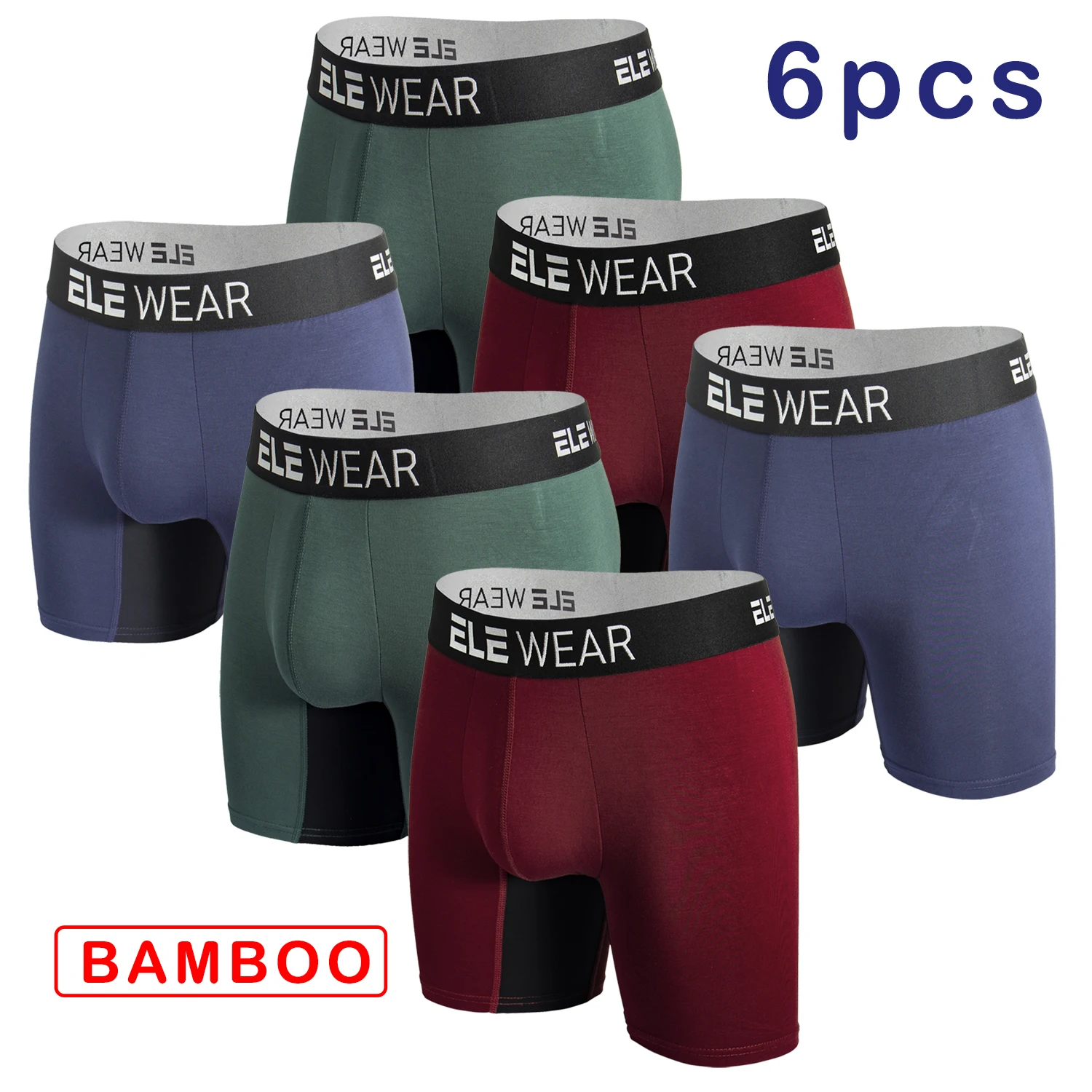 6枚セットの竹繊維製メンズボクサーパンツ。通気性に優れたメン - Bamboo Fiber Trunk のレビューと価格