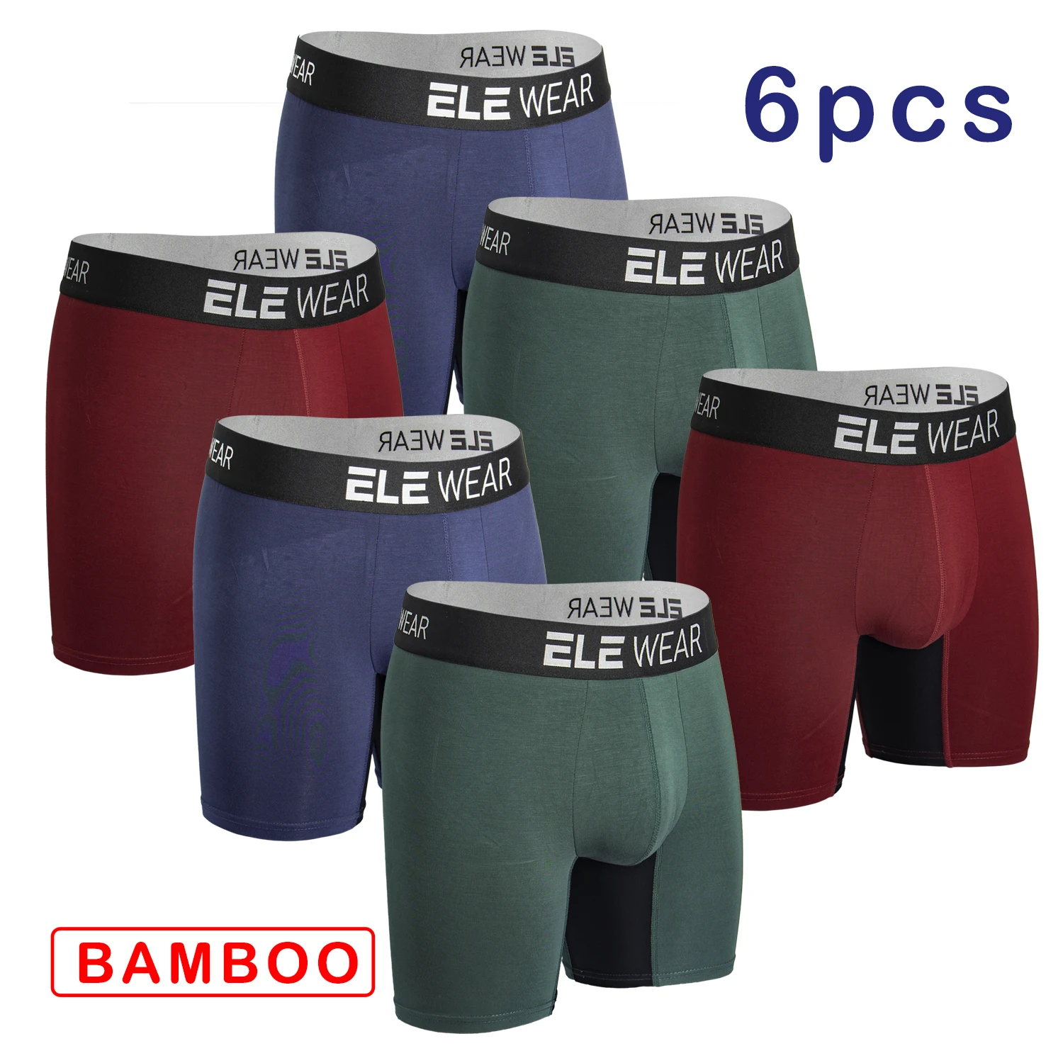 6枚セットの竹繊維製メンズボクサーパンツ。通気性に優れたメン - Bamboo Fiber Trunk のレビューと価格