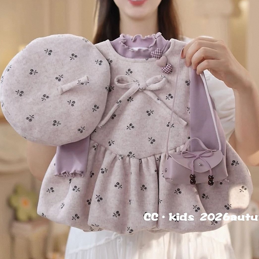 子供服、女の子用、紫色のワンピース、2026年春・秋の新作、 - Undershirt Crew Neck のレビューと価格