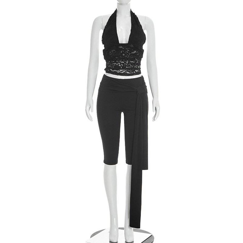 ソリッド2ピースセット レディース セクシーVネック ホルタ - Tank Top Ribbed のレビューと価格