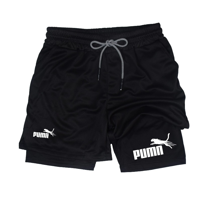 メンズサマー通気性ダブルレイヤー弾性圧縮ショーツ速乾性アスレ - Compression Shorts Athletes のレビューと価格